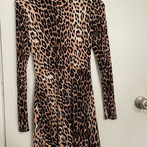 Leopard Print Long Sleeve Dress